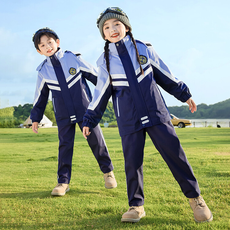 中小学生校服冲锋衣三件套班服加绒内胆套装秋冬季宝宝幼儿园园服