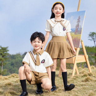 英伦风毕业照班服小学生校服六一演出服夏装 幼儿园园服夏季 两件套