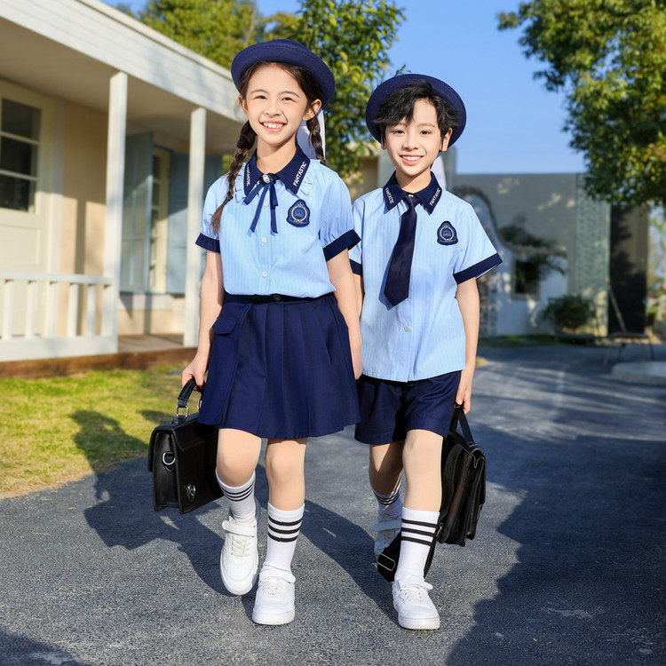 小学生新款班服校服夏装毕业照英伦风儿童短袖套装学院幼儿园园服