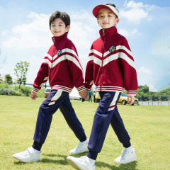 小学生校服班服幼儿园园服套装春秋装新款英伦风学院风红色运动服