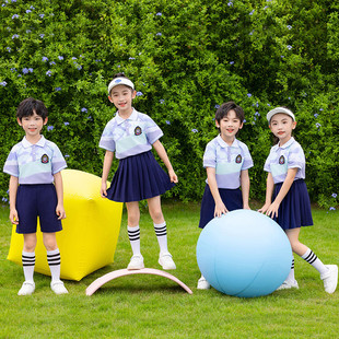 小学生校服夏装 儿童班服一年级毕业照服 短袖 幼儿园园服英伦风夏季