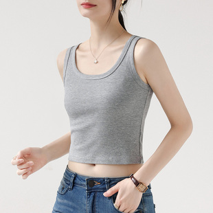 外穿修身 螺纹短款 显瘦上衣 内搭打底2026新款 灰色吊带小背心女夏季
