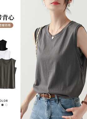 背心女夏外穿2026新款打底内搭防走光遮副乳灰色无袖坎肩吊带上衣