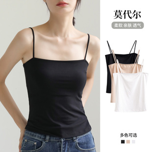 莫代尔小吊带背心女内搭不带罩杯细肩带一字领抹胸无胸垫打底吊带