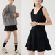 卫衣内搭打底背心裙中长款 叠穿A字下摆遮屁股无袖 黑色吊带连衣裙