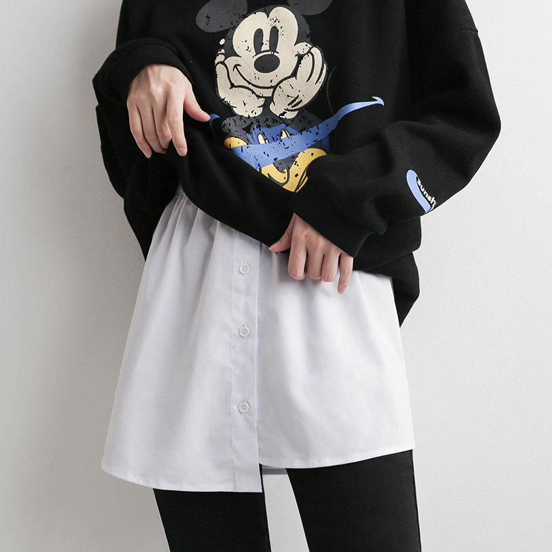 白色衬衫屁帘卫衣打底神器下摆衬衣不规则半身裙内搭叠穿遮屁股帘