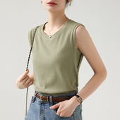 遮副乳防走光内搭坎肩无袖 华夫格背心女夏季 外穿打底衫 宽肩带上衣