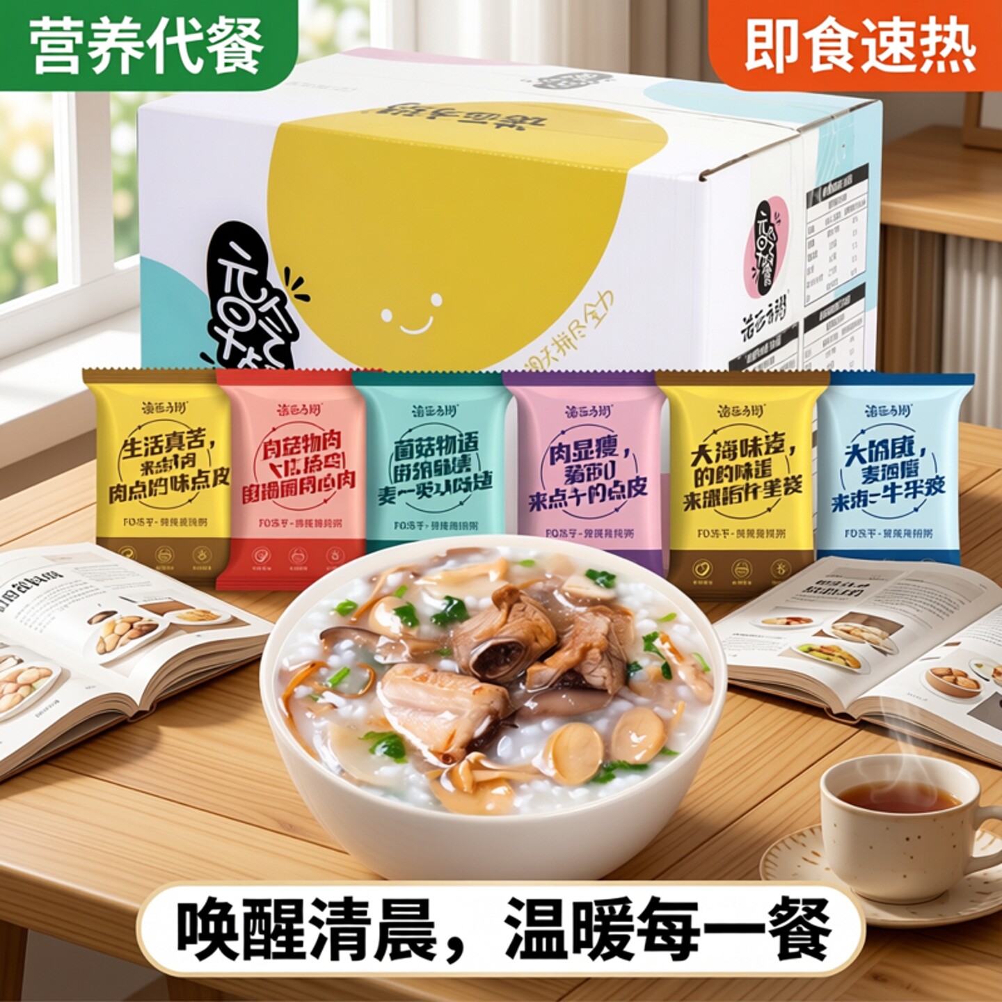海福盛代餐粥早餐速食粥6袋8袋装方便营养燕麦杂粮米粥即食八宝粥