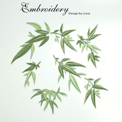 中国风竹子刺绣贴熨烫贴布贴diy旗袍衣服装饰贴花可水洗缝补贴花