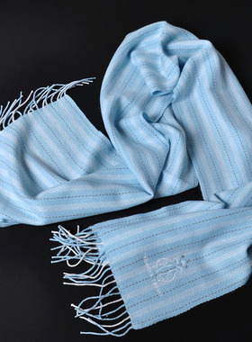 内蒙古工厂清仓尾D柔软短款纯山羊绒围巾亲子儿童围巾浅蓝色围巾