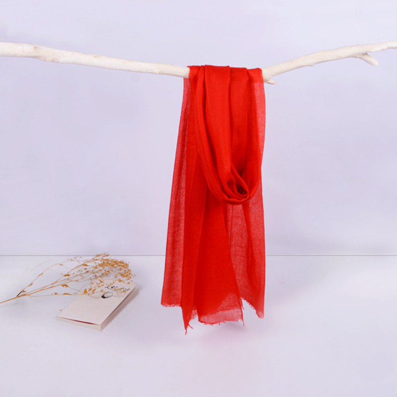 欧美200支戒指绒围巾女超长款纯色红色围巾披肩两用