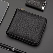 横款 男士 真皮钱包拉链短款 皮夹子头层牛皮驾驶证一体大容量多功能