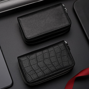 大容量汽车牛皮 收纳卡包二合一男款 双层钥匙包男士 真皮多功能男式