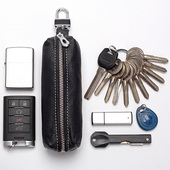 加长款 纯牛皮 多功能女汽车男式 真皮钥匙包男士 大容量笔袋收纳男款