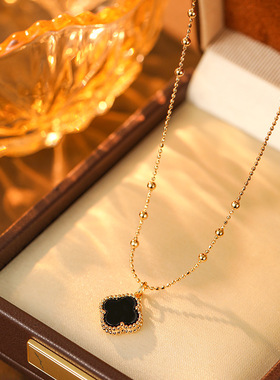 新款四叶草项链轻奢小众设计感锁骨链时尚百搭简约气质颈链配饰女