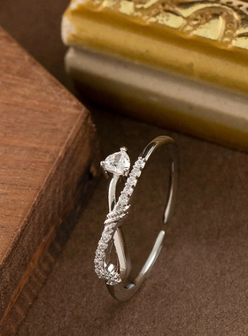 新款法式轻奢简约锆石开口戒指女小众设计高级感百搭指环精致首饰