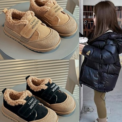 2025秋冬新款加绒面包鞋魔术贴