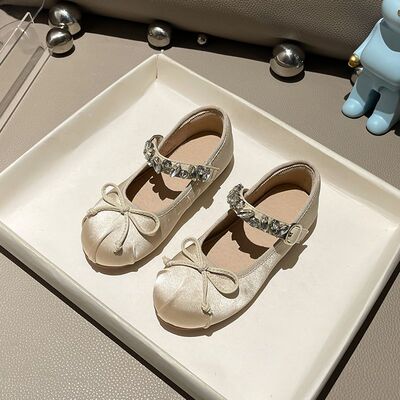 女童鞋子春秋中大童蝴蝶结公主鞋