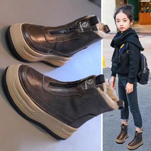 女童厚底雪地靴冬季2026新款儿童加绒加厚短靴保暖大棉鞋防水棉靴