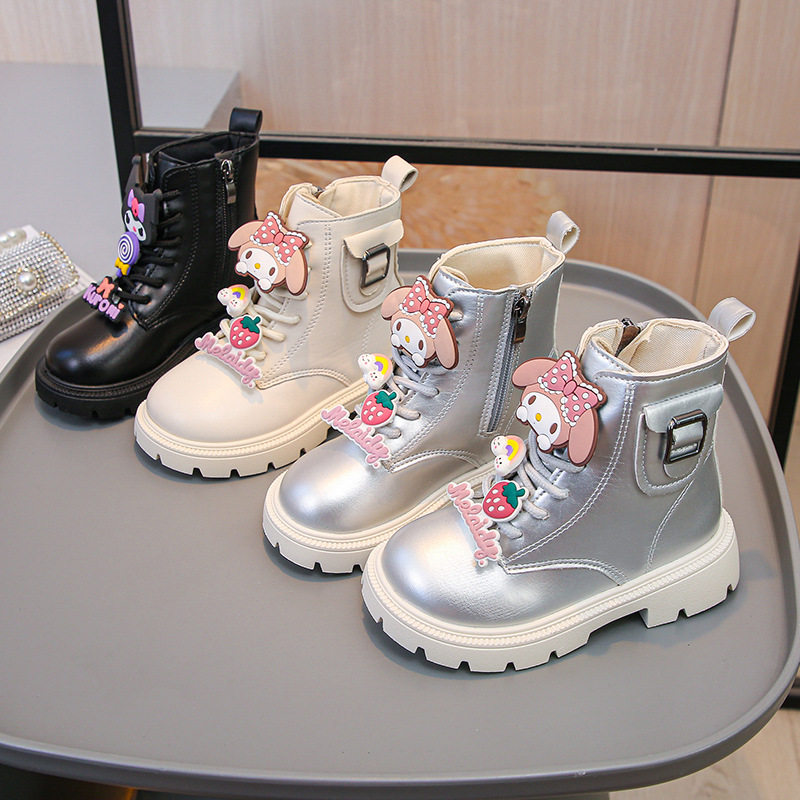 女童鞋子2025秋冬新款儿童公主爆款短筒靴子加绒冬季马丁中筒皮靴