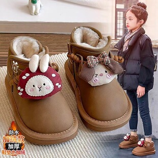 儿童中小童加绒加厚雪地靴2025年冬女童防水防滑保暖棉靴男童短靴