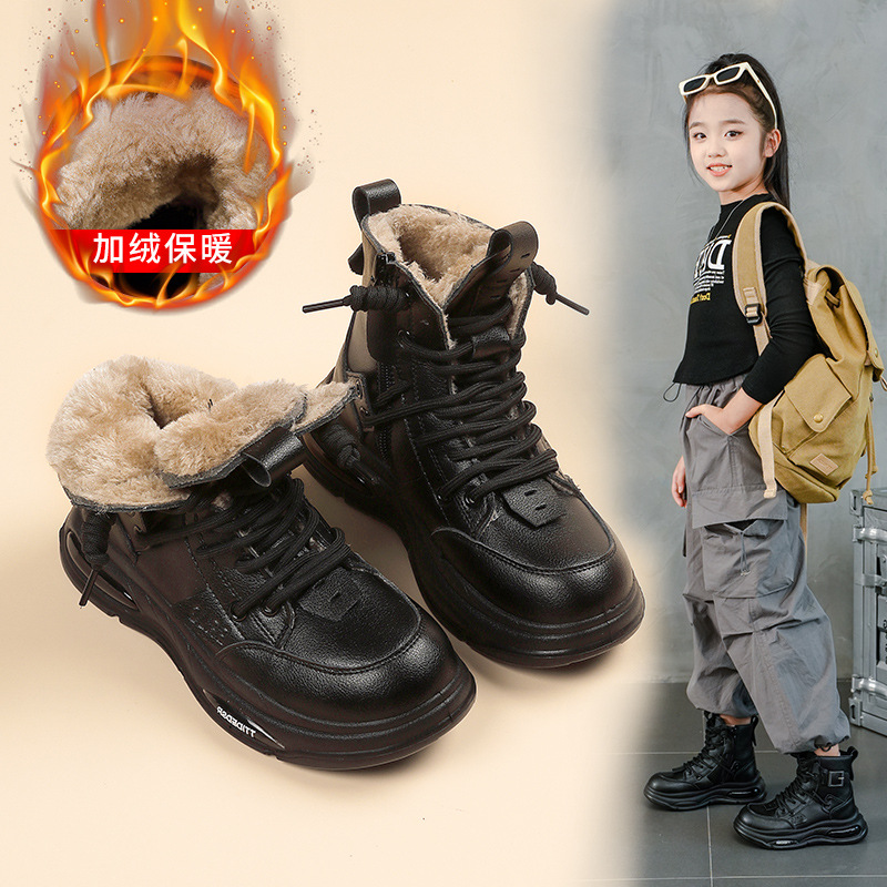 儿童马丁靴男女童二棉加绒短靴