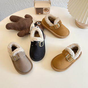 加厚大棉儿童棉鞋冬季新款加绒保暖女童雪地棉防水皮面软底勃肯鞋
