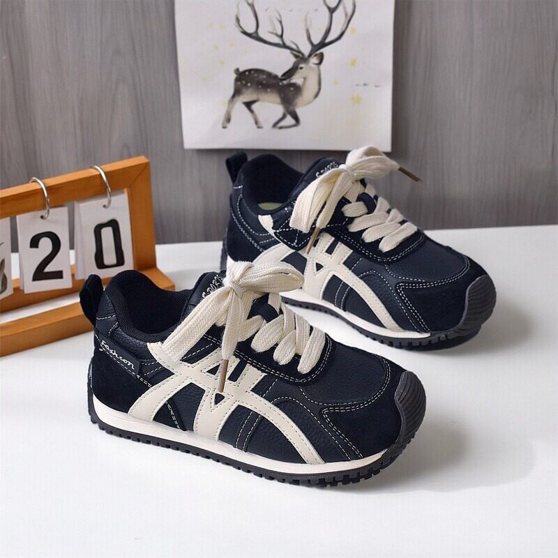 2025秋冬新款男童运动鞋皮面阿甘鞋软底儿童加绒二棉女童休闲鞋