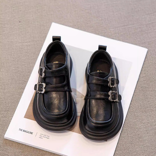 女童小皮鞋秋冬季儿童鞋女孩公主鞋大童黑色乐福鞋2026新款学院风