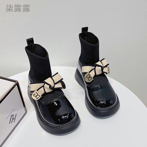 儿童公主风春秋蝴蝶结皮鞋短靴