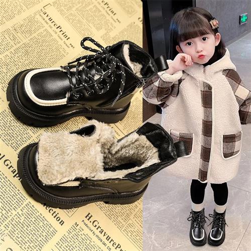 女童马丁靴2025新款冬季加绒保暖短靴男童大棉雪地靴儿童韩版靴子