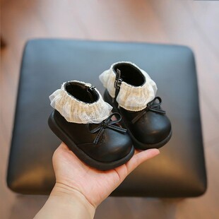 女宝宝靴子秋季女宝鞋子公主鞋女童小皮靴婴幼儿学步鞋短靴