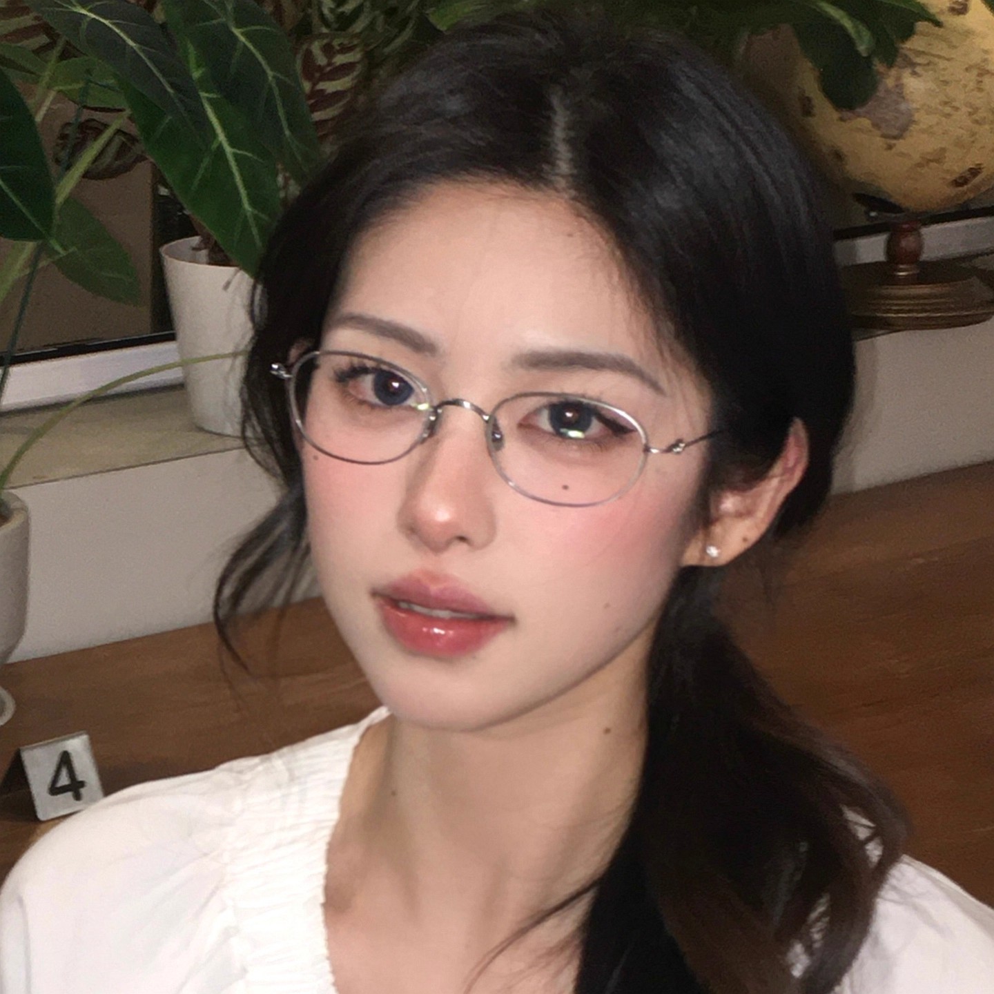 银丝高智感椭圆形日系书呆子小框女小脸小尺寸眼镜框可配近视镜片