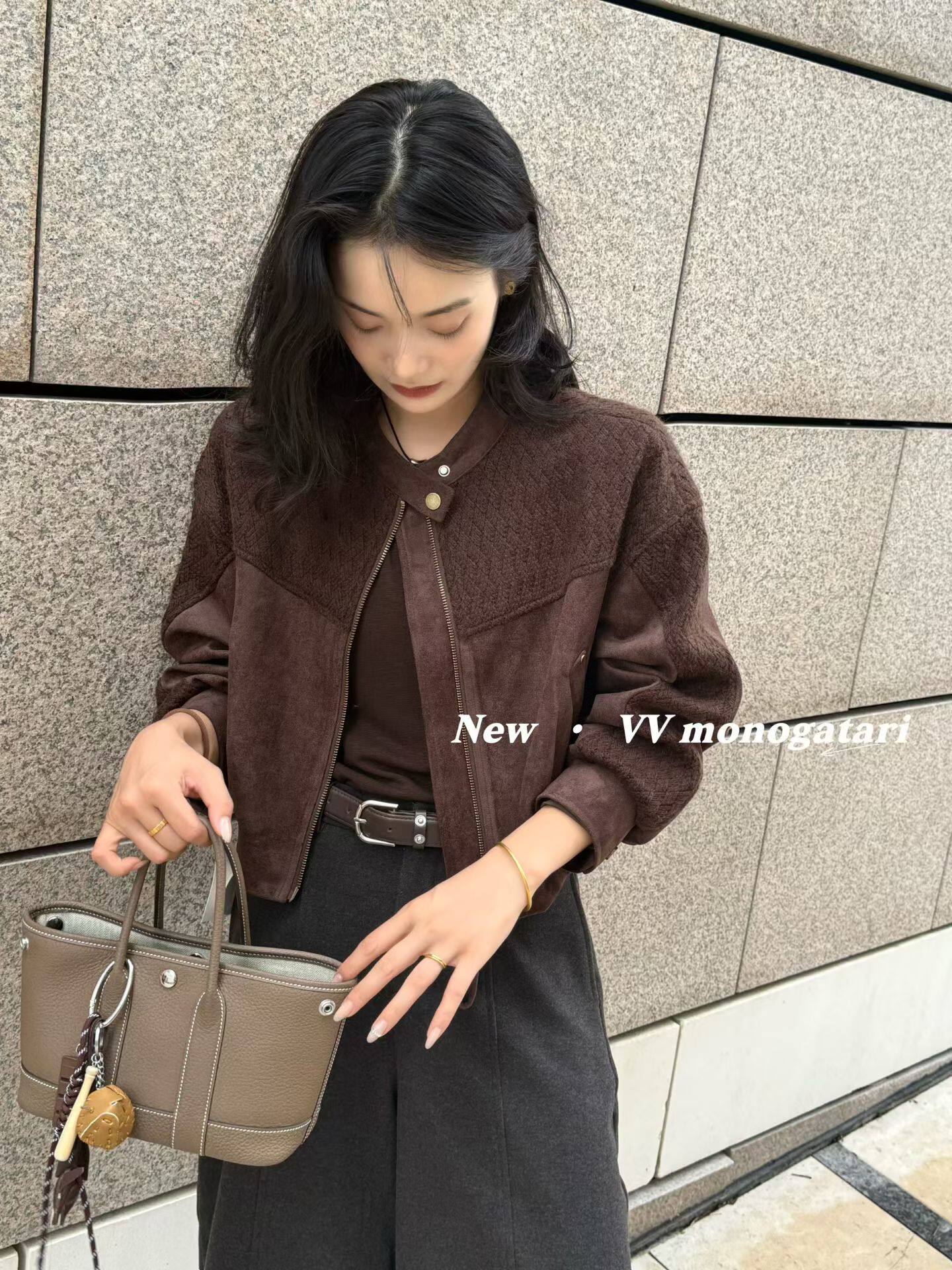 欧货爆款2026秋季新款韩版时尚百搭显瘦麂皮皮衣外套女设计感潮范