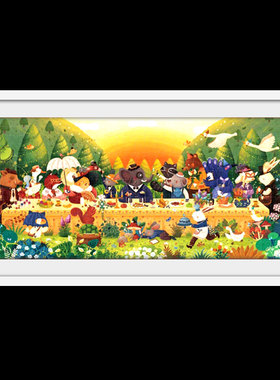 弥鹿森林中的宴会528片纸质拼图实木定制相框益智成人高阶挑战7岁