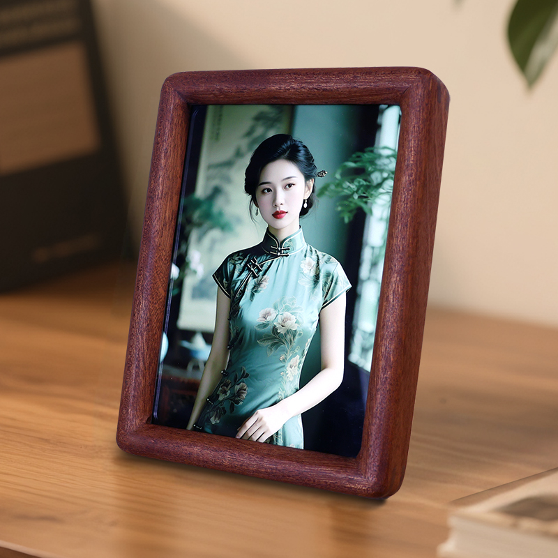 实木照片相框圆角洗照片定制