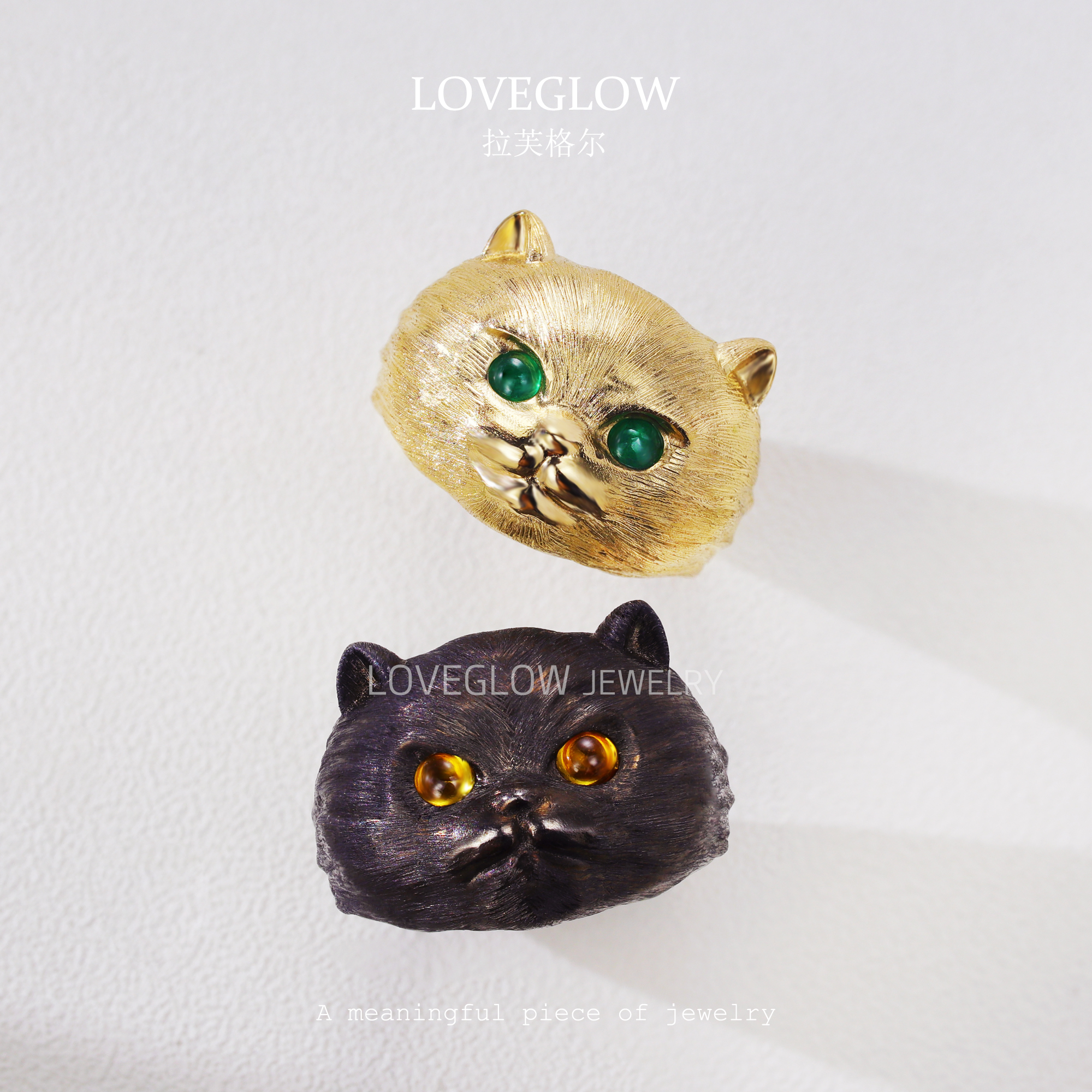 18K金猫猫戒指loveglow