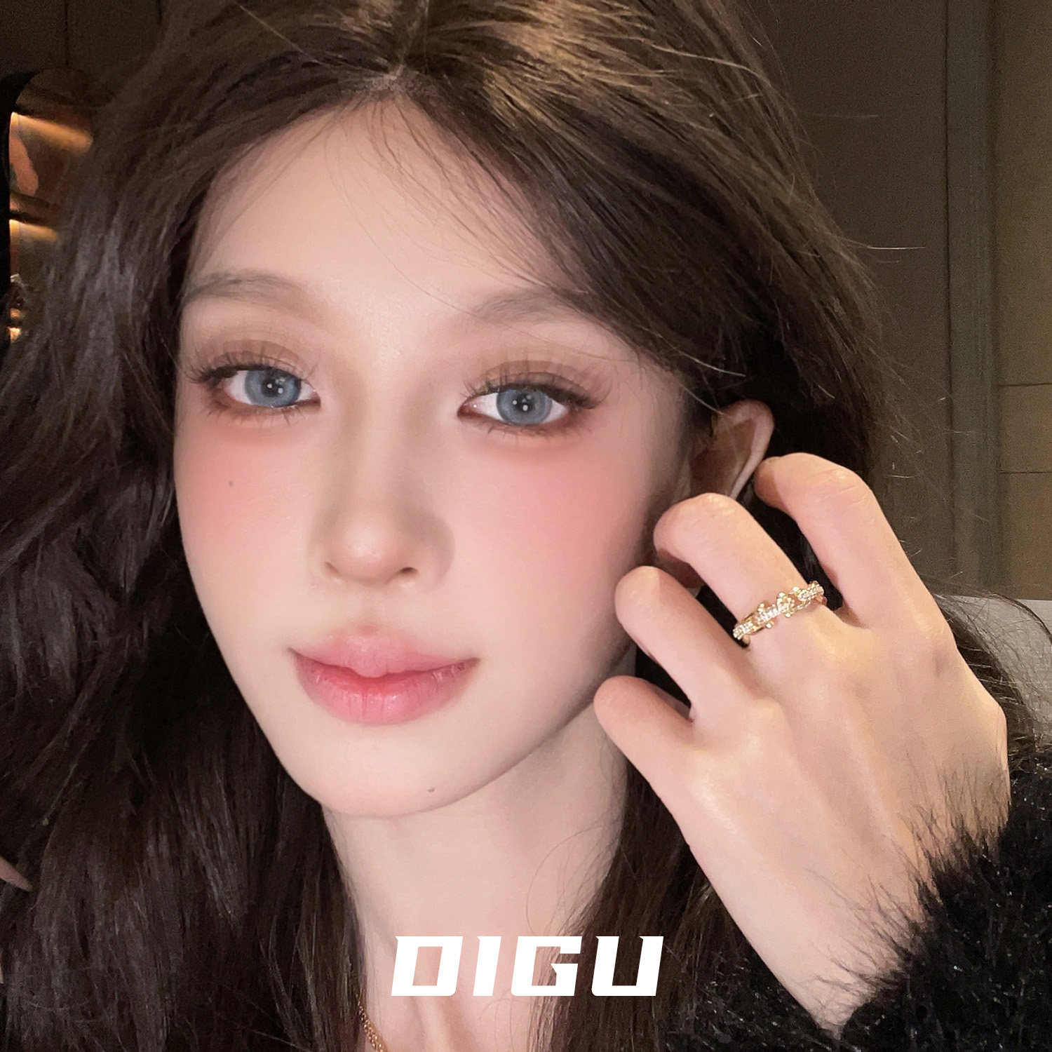 DIGU轻奢高级感镂空镶钻链条戒指设计感独特小众开口食指指环手饰