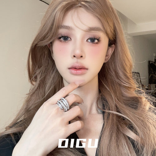 气质夸张多层满钻戒指轻奢高级感