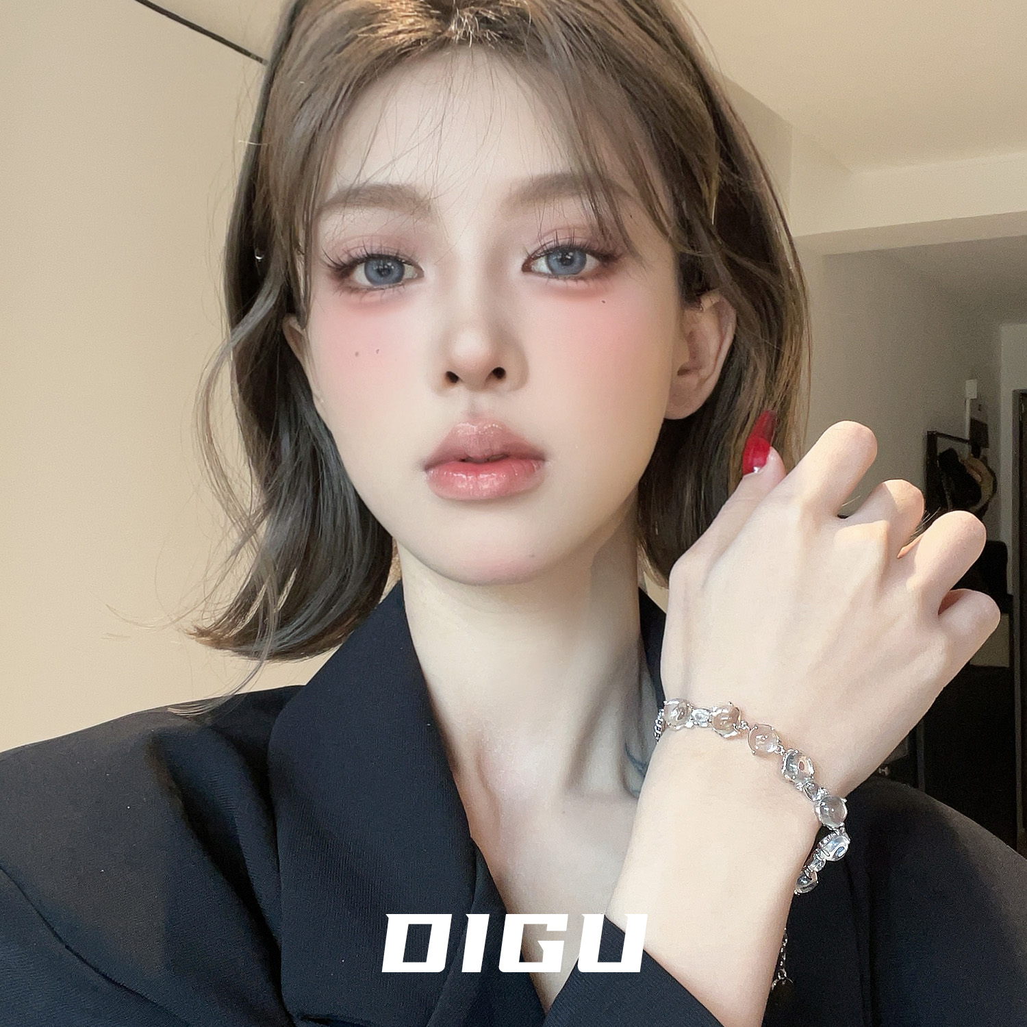 清冷月光透明串珠闪钻拼接手链