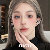 DIGU甜酷风独特灵蛇蝴蝶耳夹轻奢高级感满钻无耳洞耳骨夹百搭耳饰