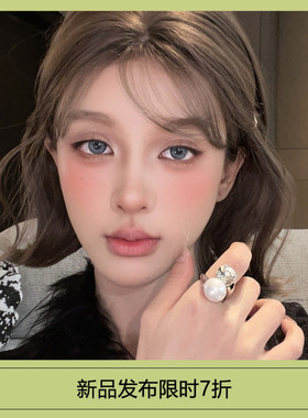 欧美复古夸张珍珠闪钻开口戒指