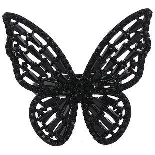 暗黑系黑色蝴蝶戒指女设计小众高级感轻奢开口可调节夸张蹦迪指环