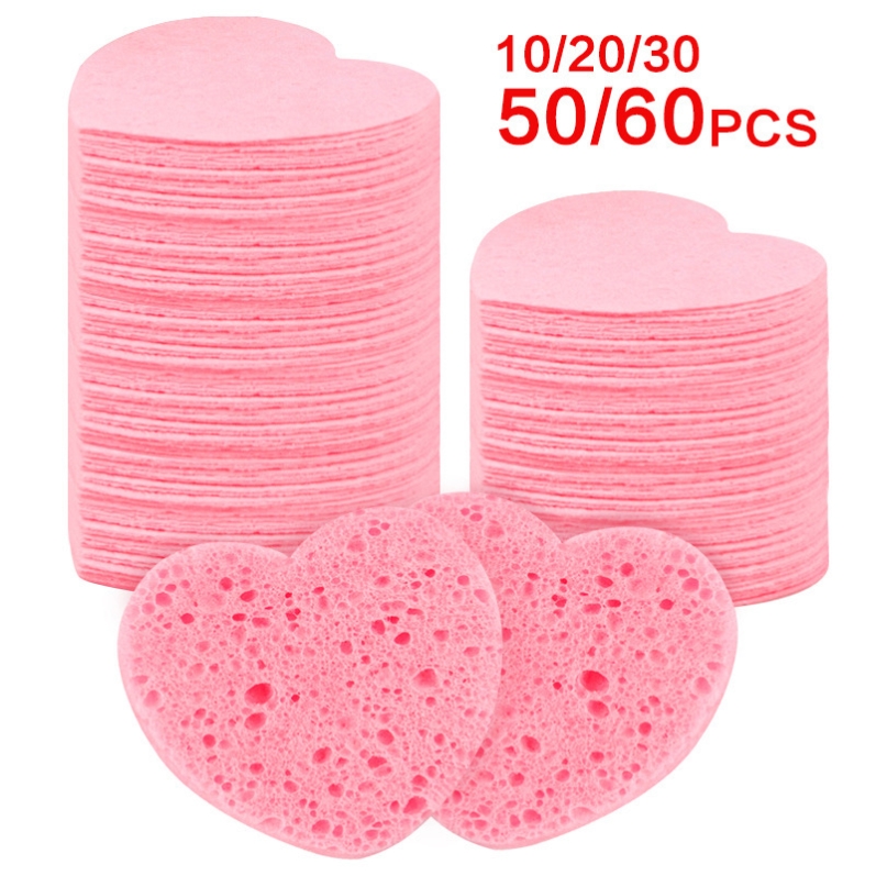 洗脸海绵洁面扑清洁木浆棉洗脸扑卸妆一次性多色心形压缩洗脸
