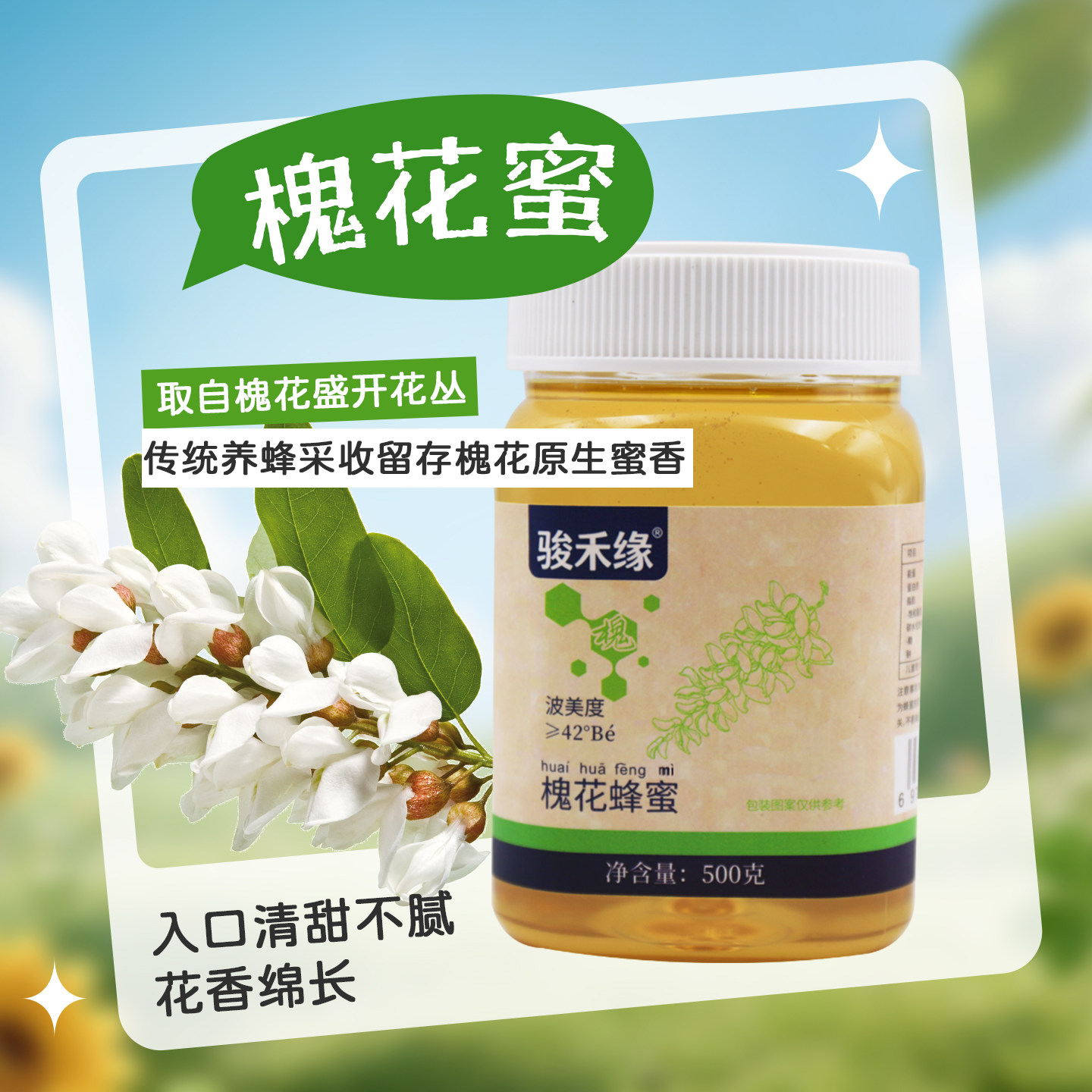 骏禾缘 槐花蜂蜜500g 槐花蜜 洋槐蜜 传统养蜂 早餐牛奶伴侣