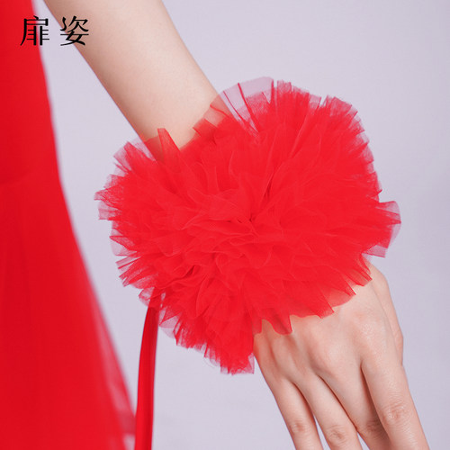 扉姿 女士新款摩登舞配饰跳舞手飘舞蹈表演飘逸手花F027