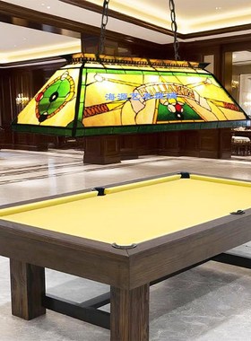 新款吊链欧式长形玻璃吊灯斯诺克桌球抬球黑8酒吧清吧包厢灯绿色