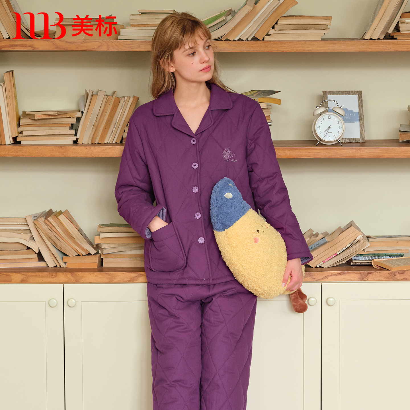 美标女士三层夹棉加厚保暖睡衣