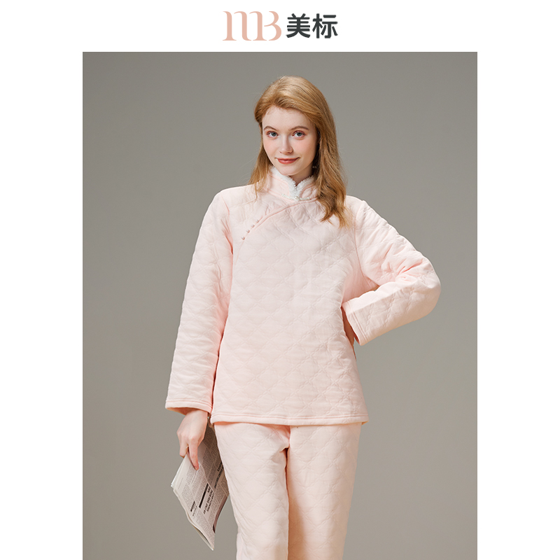 美标三层加厚夹棉纯棉睡衣套装女