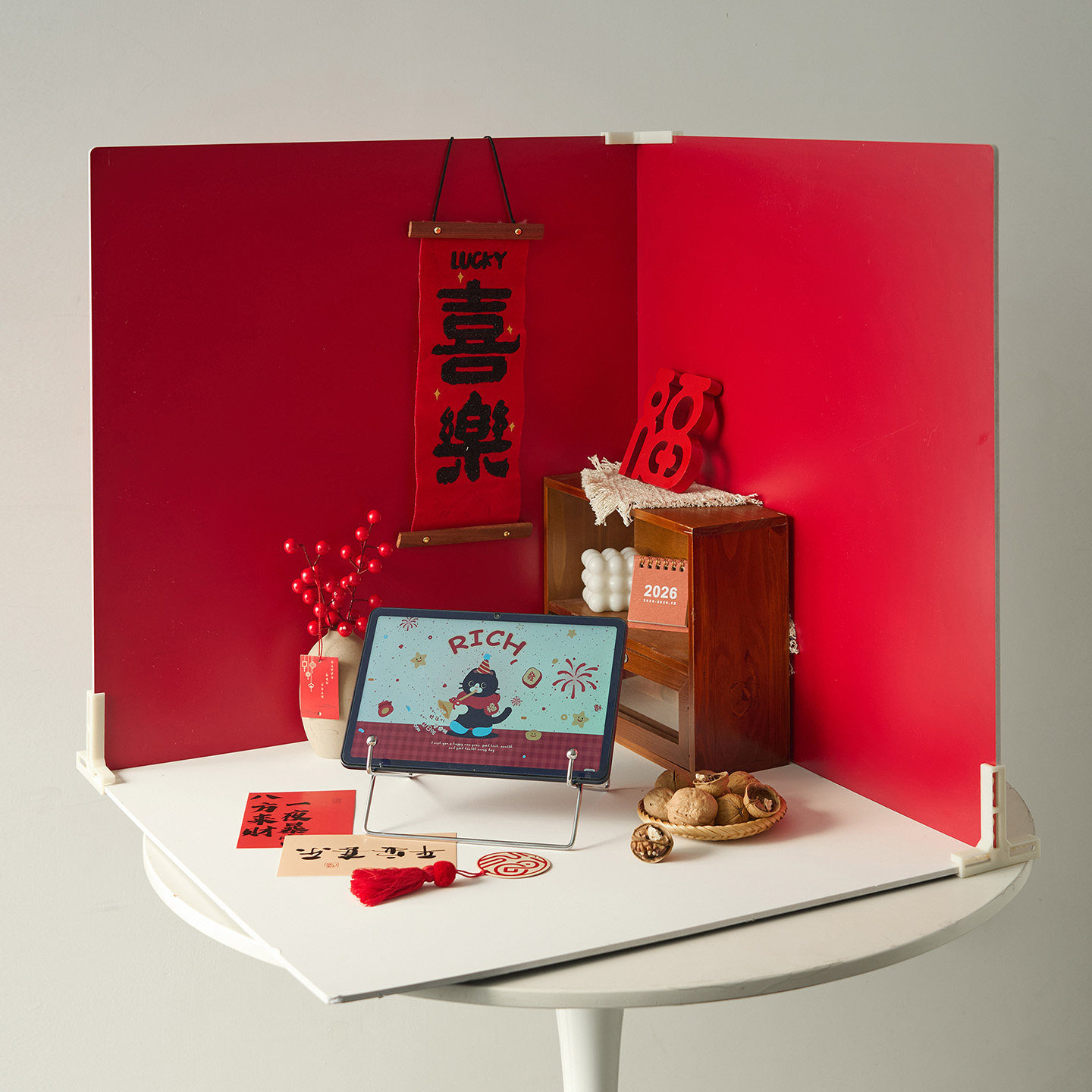 2026新年红色拍照背景板氛围感拍摄道具美食场景布置摄影装饰摆件,3C数码配件,背景布类,淘宝优惠券,粉丝福利购,淘宝优惠卷